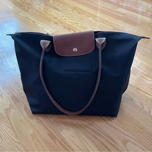 Le Pliage Large Nylon Shoulder Tote - Black